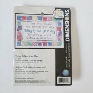 New! Dimensions Today Is Not Your Day! Counted Cross Stitch Kit 14 Count 7x5